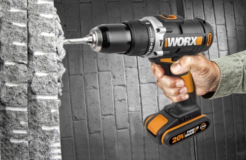 Дрель-шуруповерт ударная WORX WX372 аккумуляторная 20V 50Нм, с двумя АКБ на 2Ач и ЗУ, в кейсе