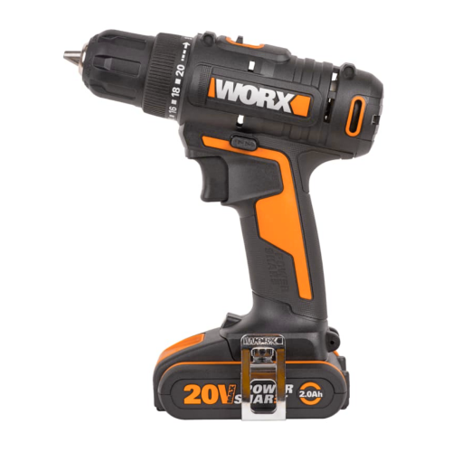 Дрель-шуруповерт WORX WX100.2 аккумуляторная 20V 30Нм, с двумя АКБ на 2Ач и ЗУ в 0.4А, в сумке