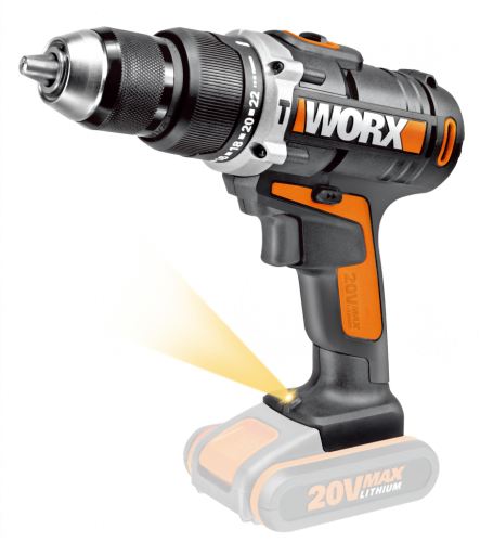 Дрель-шуруповерт ударная WORX WX372.9 аккумуляторная 20V 50Нм, без АКБ и ЗУ